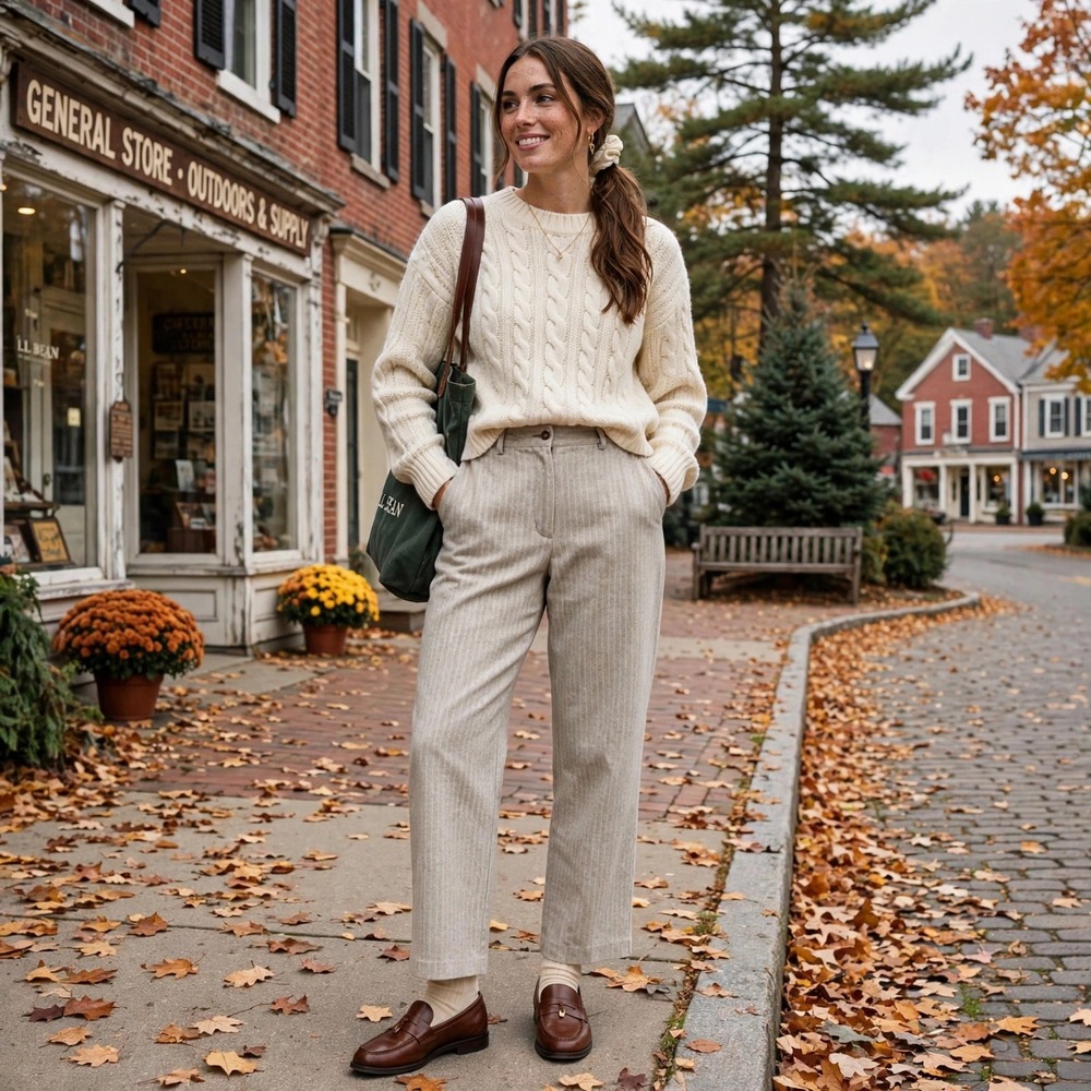 LL Bean Womens 14 M/Tall Herringbone Lined Pants Gray Cotton Straight Leg 0GMG2